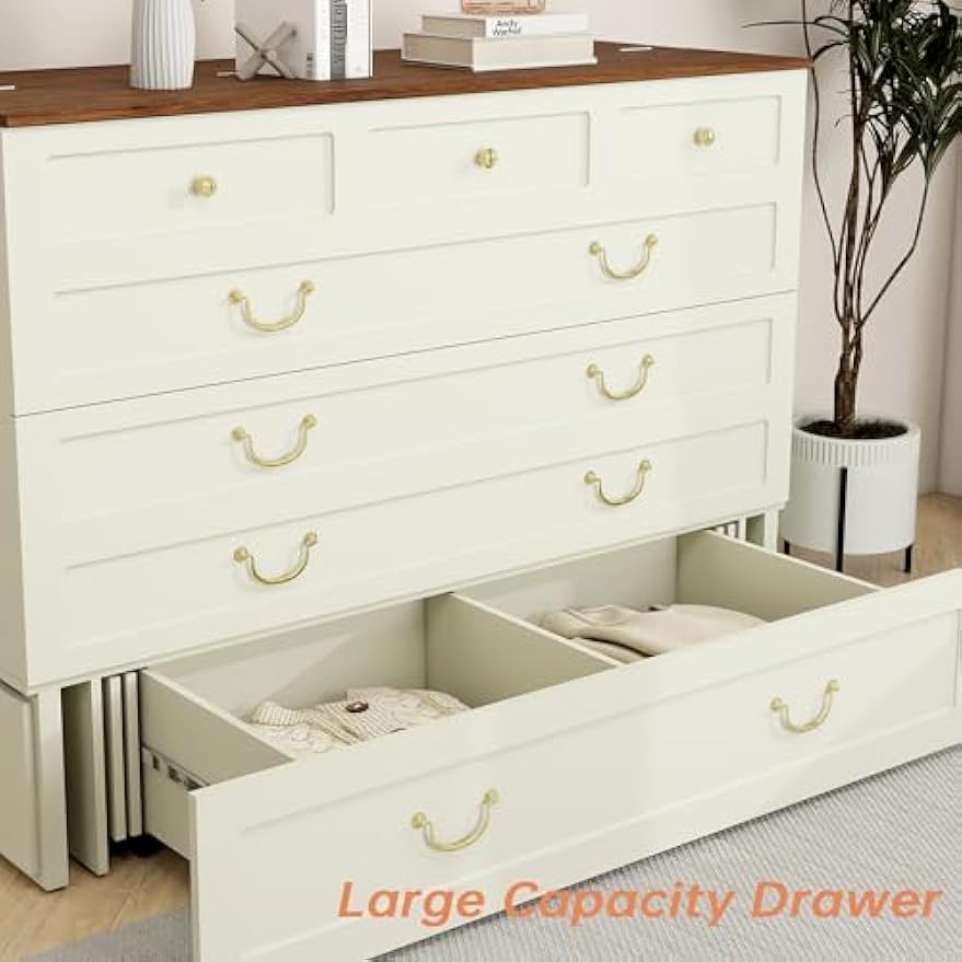 Queen Murphy Bed, Murphy Bed Cabinet with 2 USB & 2 Charging Ports, Large Storage Drawer and Shelves for Home Office or Guest Room, Warm White (Mattress Not Include)