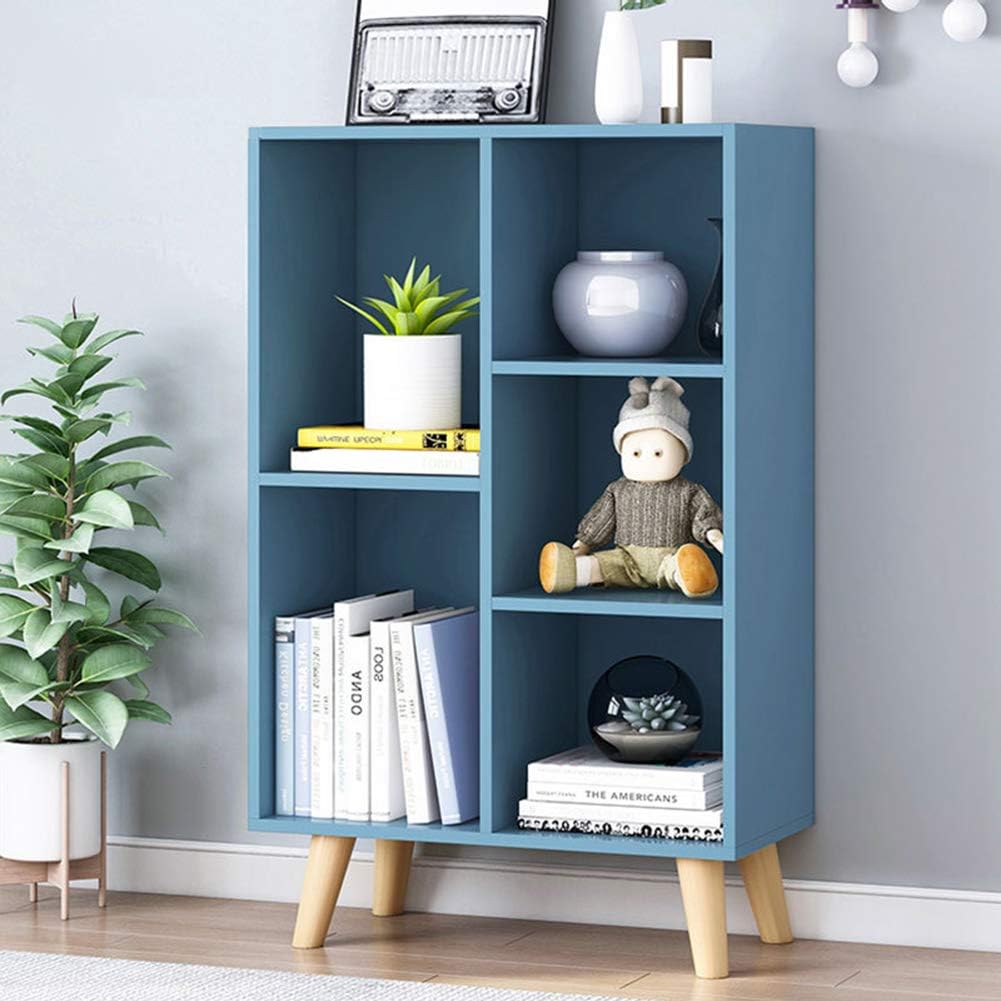 IOTXY Wooden Open Shelf Bookcase - 3-Tier Floor Standing Display Cabinet Rack with Legs, 10 Cubes Bookshelf, Pear Yellow