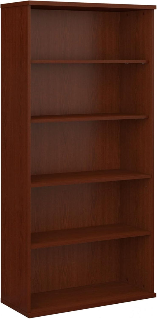 Bush Business Furniture Series C Tall 5 Shelf Bookcase in Mahogany, Large Storage and Display Bookshelf for Home or Professional Office