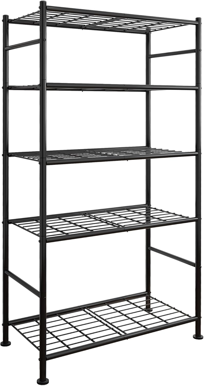 Storage Shelves - 3 Tier Shelf Organizer, Sturdy Metal Garage Shelving with Adjustable Leveling Feet, Space-Saving Shelves Organizer for Pantry, Laundry, Kitchen (18" x 12" x 30", Black)
