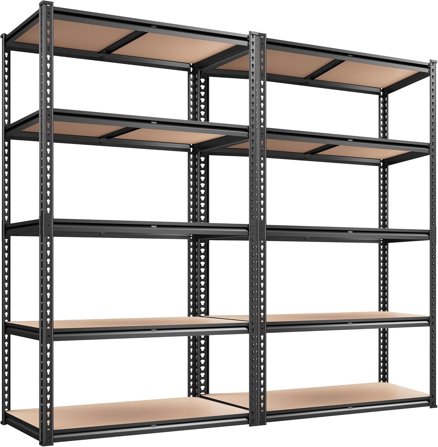 REIBII 2020LBS Storage Shelves 5 Tier Garage Shelving Heavy Duty, Adjustable Metal Shelving Unit, Garage Shelves for Basement, Warehouse, Pantry, 72" H x 35.55" W x 16" D, Black