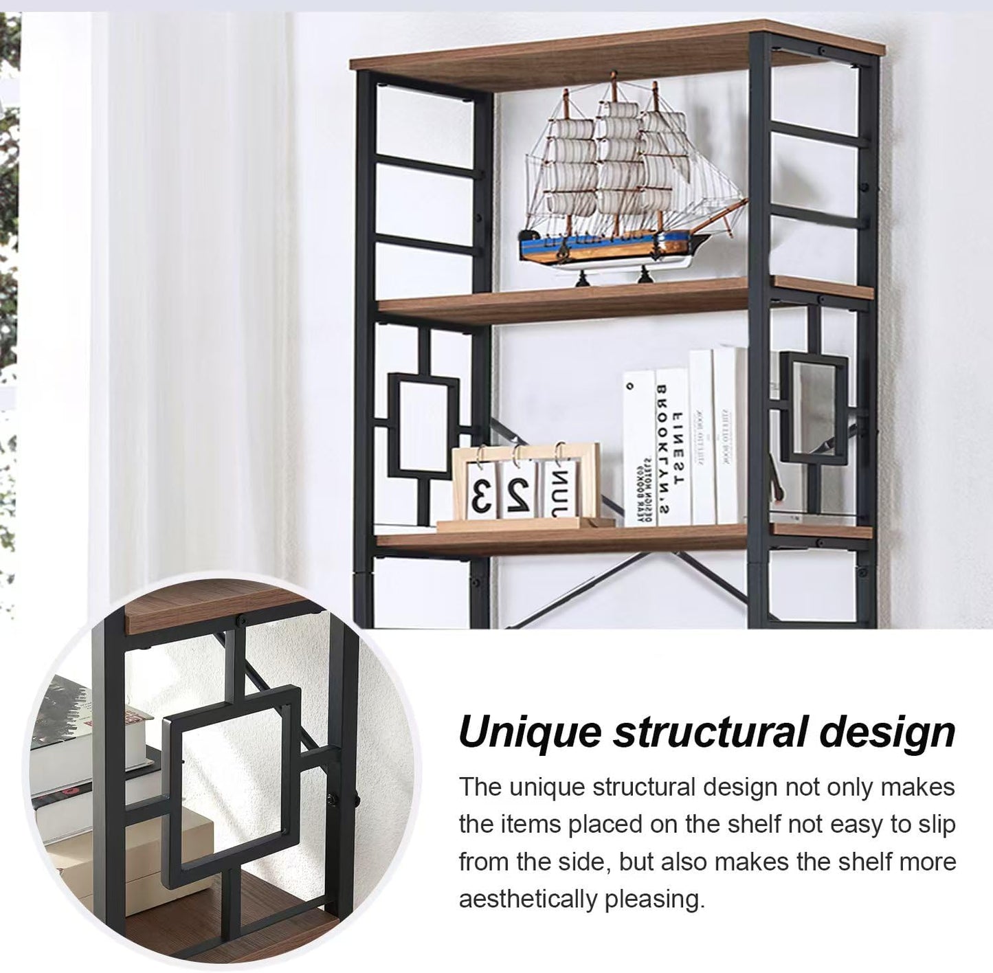 HOMISSUE Tall Bookshelf, 84 Inch Industrial Bookshelf with Metal Frame and Open Shelves, 7 Tier Metal Bookshelves and Bookcases, Rustic Tall Book Shelf for Office, Living Room and Bedroom, Brown