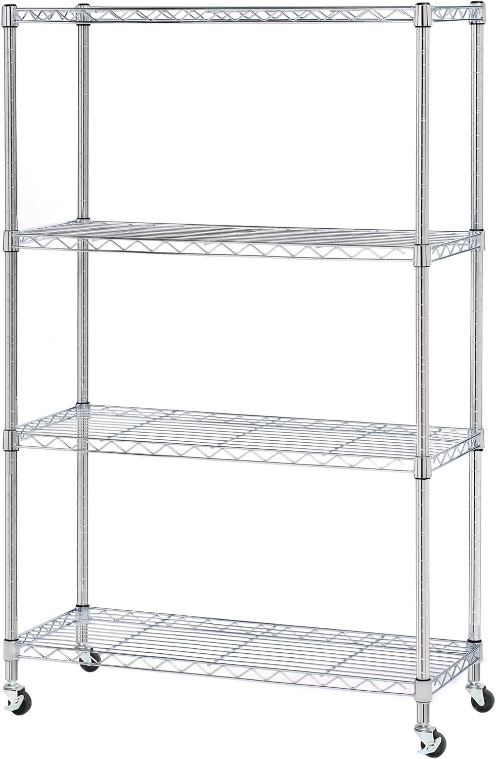 Seville Classics 5-Tier Wire Shelving with Wheels, 5-Tier, 30"" W x 14"" D (NEW MODEL), Chrome Plating, Plated Steel
