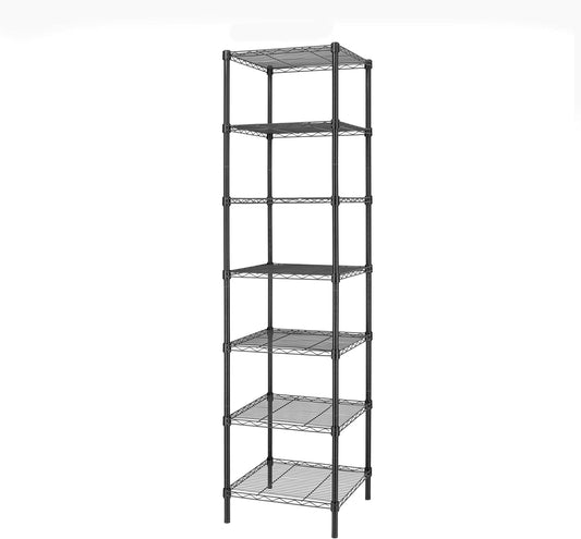 Finnhomy Heavy Duty 7 Tier Wire Shelving, 18x18x72 inches 7 Shelves Storage Rack with Thicken Steel Tube, Pantry Shelves for Storage, Adjustable Metal Shelving Unit, NSF Certified, Black