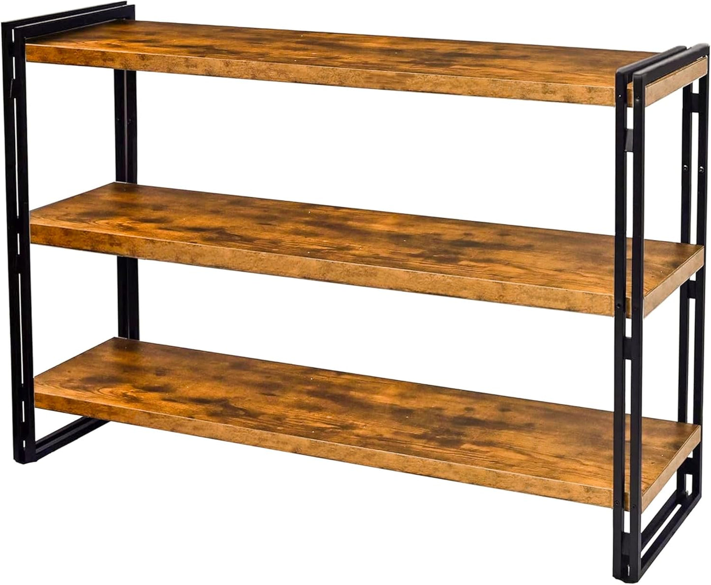 47" 4-Tier Bookshelf Rustic Wood and Metal Industrial Bookshelf for Home Office, Bedroom, Kitchen, Bathroom (Rustic Brown, 4-Tier)