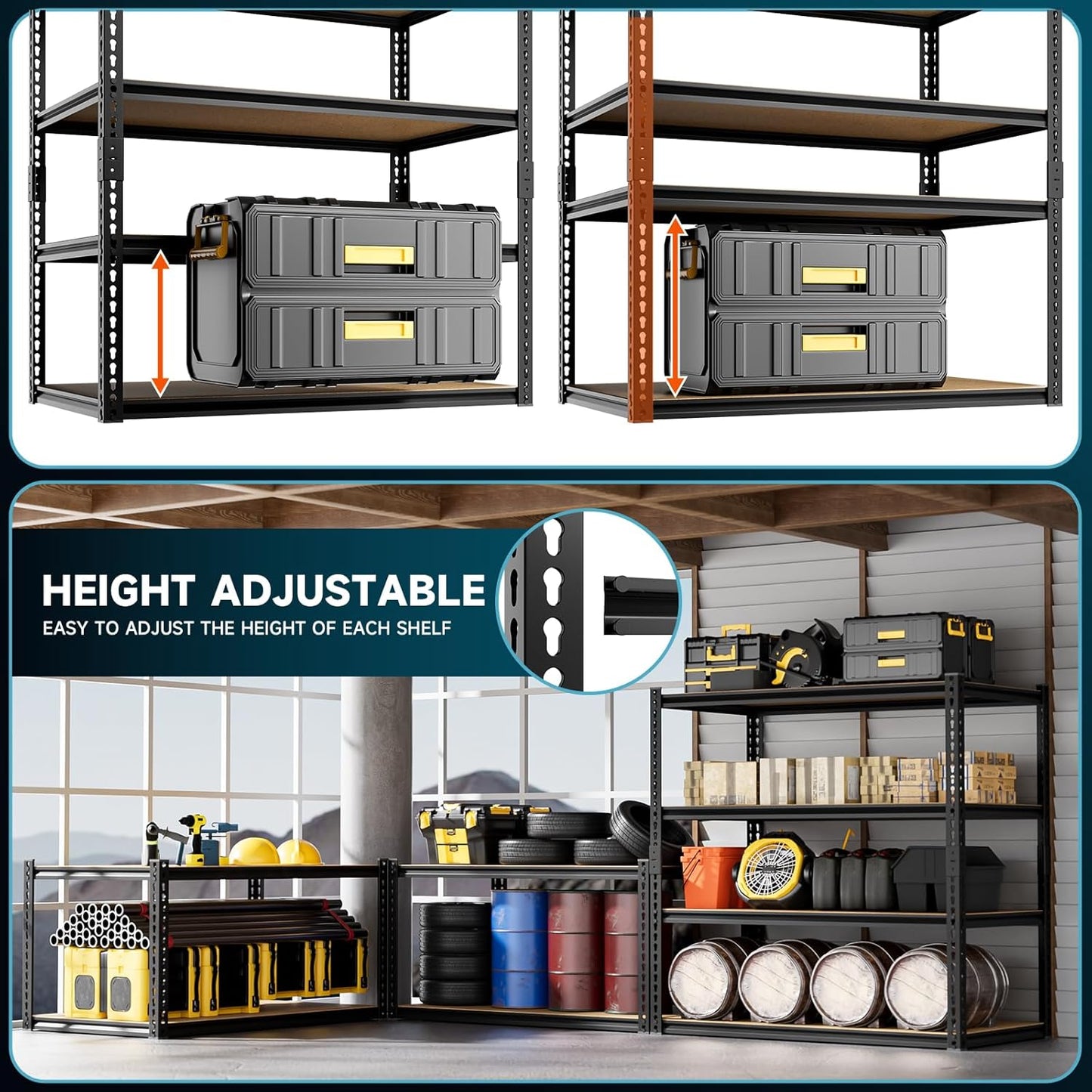 4-Tier 40" W x 20" D x 60" H Garage Shelving Storage Rack 2000LBS Metal Storage Shelves Units Basement Utility Shelf Adjustable Pantry Shelving