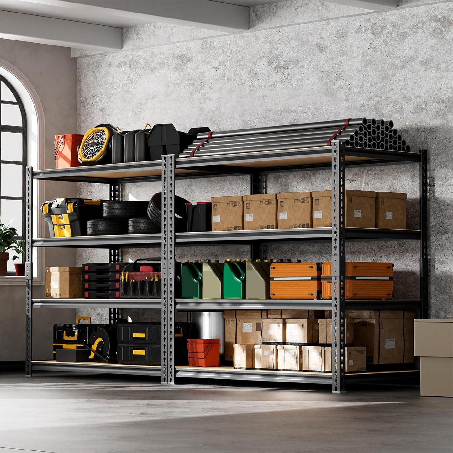 4-Tier 40" W x 20" D x 60" H Garage Shelving Storage Rack 2000LBS Metal Storage Shelves Units Basement Utility Shelf Adjustable Pantry Shelving