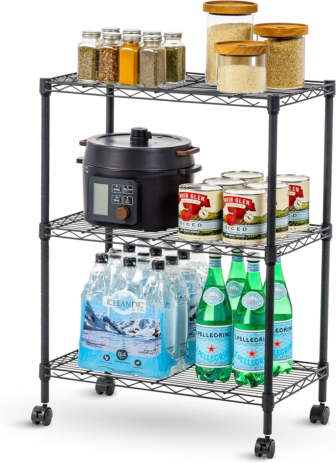 IRIS USA 4-Shelf Heavy Duty Plastic Storage Shelves, 600lb Capacity, 56"H x 36"W x 18"D, Large Modular Shelving Unit Storage Organizer for Garage, Home, Warehouse & Gym, Storage Rack - Black